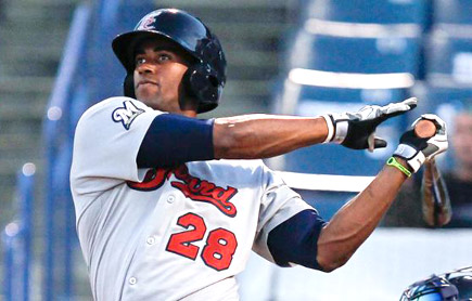 Brevard County outfielder Victor Roache delivered the go-ahead base-hit in the top of the ninth inning in the Manatees 5-4 win over the Clearwater Threshers on Sunday afternoon. (Brevard County Manatees image)