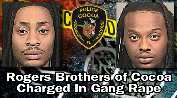 Tyrel Rogers, left, and Tyrone Rogers, right, have been arrested and charged with sexual battery for participating in an alleged gang rape of a woman on Sept. 25, according to the Cocoa Police Department. (BCSO images)