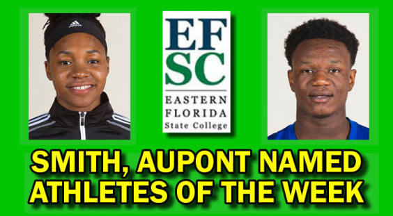 Basketball players Daishon Smith and Rachelle Aupont are the Eastern Florida State College Student-Athletes of the Week for the week ending Dec. 14. (EFSC image)