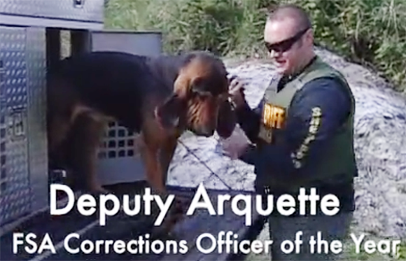 Deputy Arquette serves as a valuable member of the Brevard County Sheriff's Office Corrections K-9 Unit, and earned the honor following two amazing rescues last year with his K-9 Bloodhound Earle.