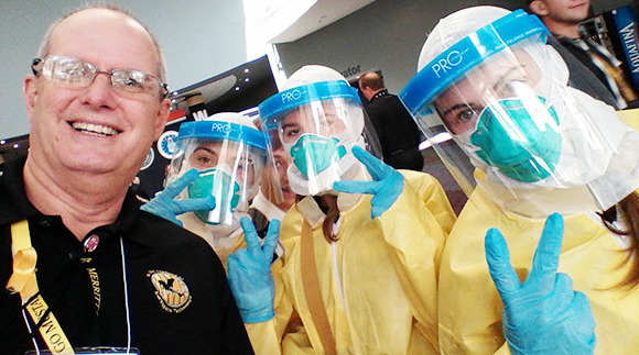 Da Vinci Academy Director and Merritt Island High School teacher Charles Parker, left, with students from Merritt Island High School's da Vinci Academy of Aerospace Technology program. (Image for SpaceCoastDaily.com)