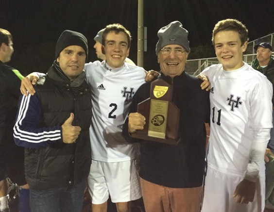 Bino Campanini with his two sons and father after winning High school state championship. (Florida Tech image)