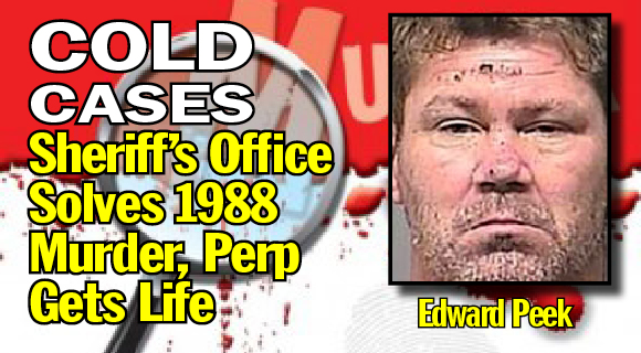 The Honorable Circuit Court Judge James Earp on Monday sentenced 49-year-old Robert Edward Peek of Melbourne to life in prison, with no eligibility for parole for the 1988 murder of Ramona Lee Moore. (BCSO image)