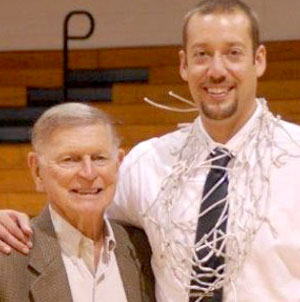 “I’ve seen almost every basketball team play at BCC (now Eastern Florida State College) since the program’s inception. I still love going to the games and mentoring their coaches,” he said Tom Wasdin, above right with EFSC basketball coach. (Image for SpaceCoastDaily.com)