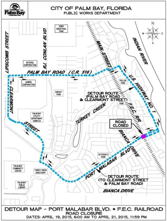 Portion of Port Malabar Road To Be Closed April 19-21 - Space Coast Daily