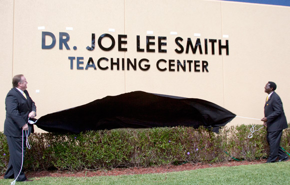 In honor of his commitment to higher education, the college’s board of trustees dedicated the Dr. Joe Lee Smith Teacher Center at the college’s Melbourne campus.