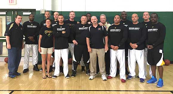 The Brevard County Sheriff's Office Basketball Enforcers face their first opponent this morning as they compete against the Firefighters from Athens, Greece. (BCSO image)