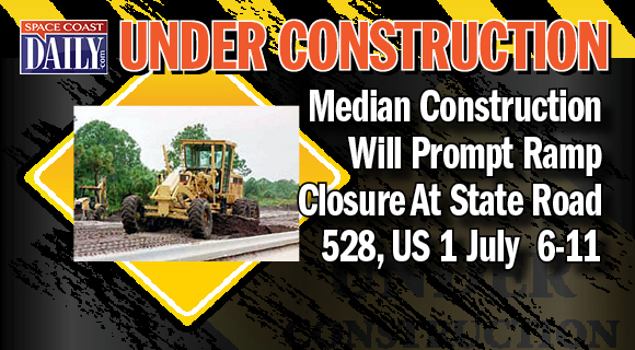 The southbound ramp to N. Cocoa Boulevard (US 1) will be closed to all through traffic at N. Cocoa Boulevard, July 6-11 for median construction during the roadway widening project of US 1.