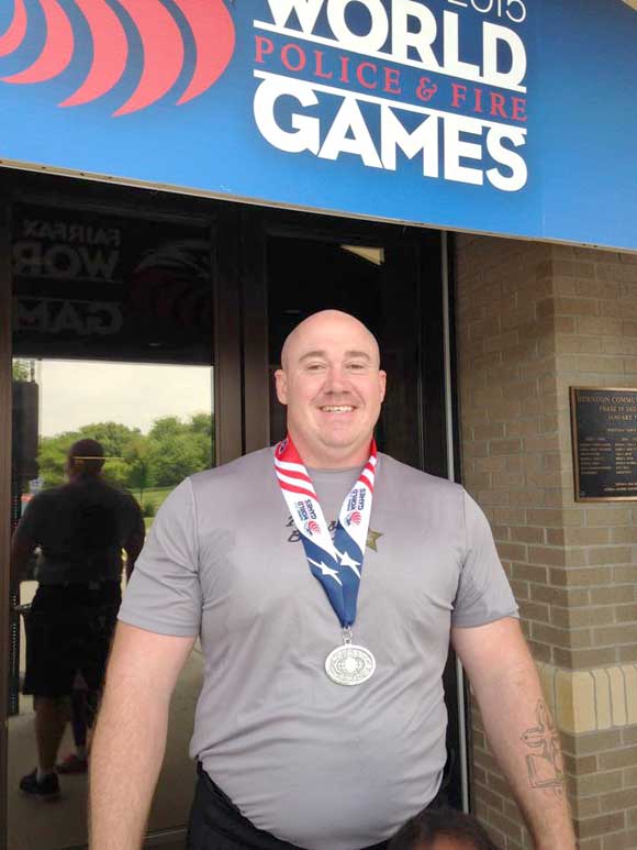 Sgt. Jim Haman of the Brevard County Sheriff's Office earned a silver medal on Wednesday in the Bench Press Competition at the World Police and Fire Games in Fairfax, Virginia. (BCSO image)