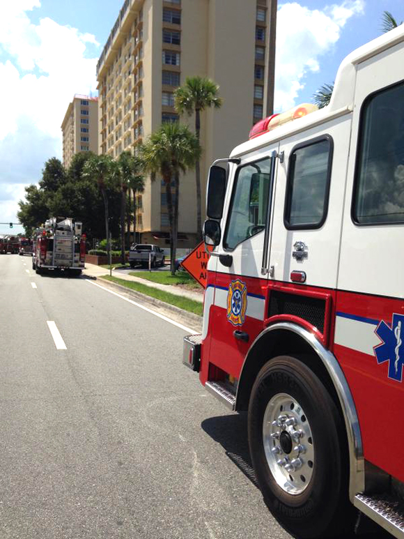 The Melbourne Fire Department responded to a two-alarm fire on Tuesday at 2:24 p.m. at Trinity Towers East, located at 650 E. Strawbridge Avenue in Melbourne.