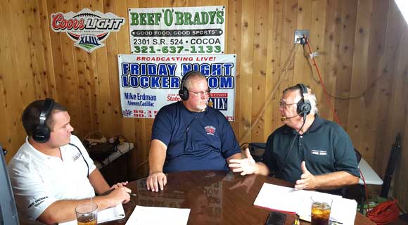 Lowe of Cocoa Beach talks about his Hawks during the Friday Night Locker Room special prep football coaches show from Beef O'Brady's in Cocoa. (SpaceCoastDaily.com image)