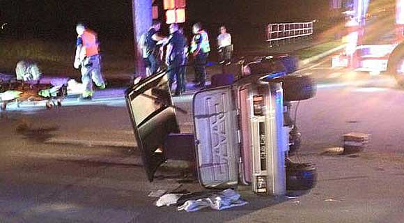 Brevard County Fire Rescue responded to a vehicle vs. golfcart crash on Viera Boulevard and Stadium on Thursday night. (BCFR image)