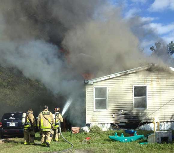 Brevard County Fire Rescue responded to a structure blaze in the 4800 block of Meadowgreen Road in Scottsmoor on Monday morning about 9:30 a.m. (BCFR image)