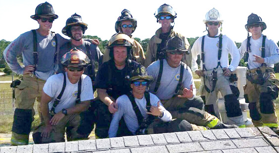 Brevard County Fire Rescue instructors practice in preparation for the Truck Company Operations training. (BCFR image)