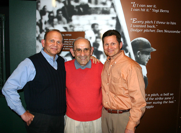 Yogi Berra, above with nephews Jim Palermo, left, and Tom Palermo, at the Yogi Berra Museum and Learning Center in Montclair, New Jersey in 2007. (SpaceCoastDaily.com image)