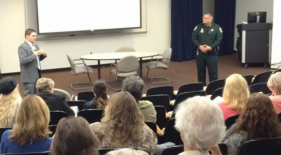 During a presentation last night at the Titusville Campus of Eastern Florida State College attendees learned about the tell-tale signs and indicators of Human Trafficking that has quickly become the third most lucrative criminal industry in the world. (Brevard County Sheriff's Office image)