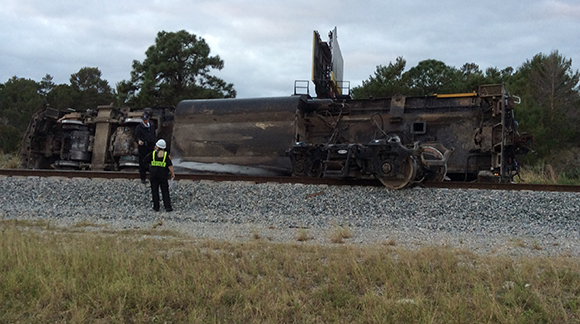 Florida Memory • View showing a Southern Pacific Railroad Company train  derailment in Tallahassee, Florida.