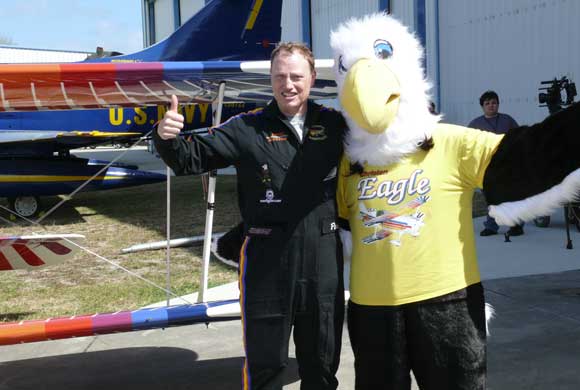 Paul Schulten and Orville Eagle in front of the 2001 experimental plane Eagle, which will be doing an ultra-acrobatics show at TICO Airshow this weekend.