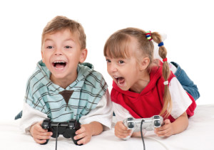 CHILDREN PLAYING VIDEO GAMES