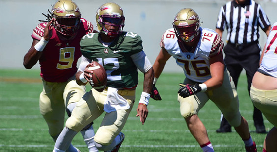 For three quarters of Saturday’s Garnet and Gold Game, Deondre Francois and Malik Henry flashed both the potential and the signs of inexperience that are typical of promising, young quarterbacks. (Seminoles.com image)