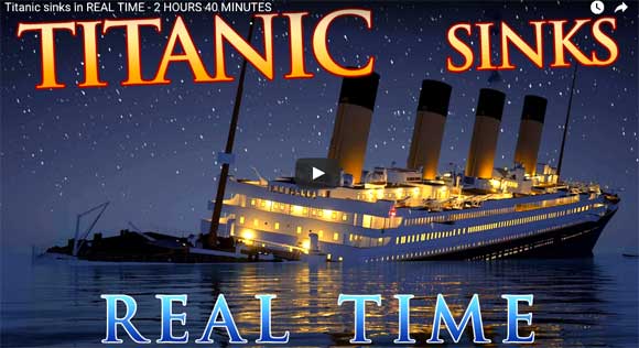 This is our full-length animation of the Titanic sinking, beginning with the iceberg collision and ending with its disappearance. The point of collision is at 1:06 in the video.