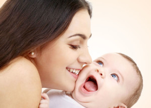 happy mom and baby