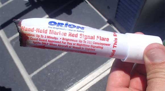 This flare was among the personal items located off the coast of Sanibel, Florida, believed to belong to missing family. (U.S. Coast Guard image)