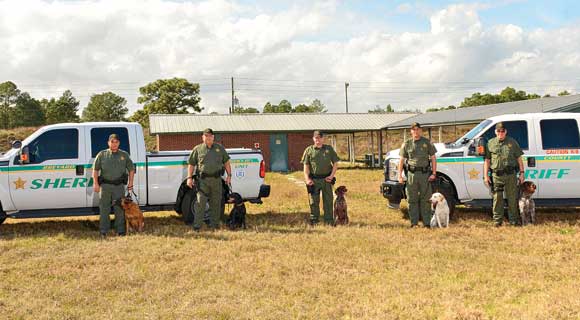 five K-9 teams trained in explosive detection regularly sweep the terminals and cargo area to check for bombs. (BCSO image)