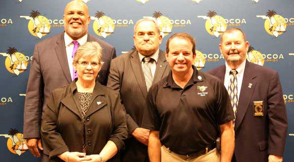 Cocoa City Council members include back row, left to right: Councilman Michael Blake, District 1; Deputy Mayor Don Boisvert, District 3; and Councilman Tyler Furbish, District 4. In the front row, left to right, are; Councilwoman Brenda Warner, District 2; and Mayor Henry Parrish III. (City of Cocoa image)