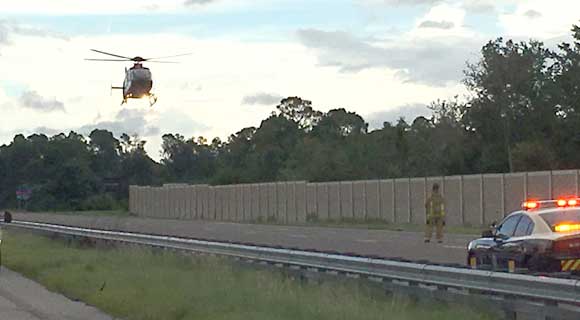 Brevard County Fire Rescue reports that one victim has been extricated from the dump truck and will be airlifted to the hospital. (BCFR image)