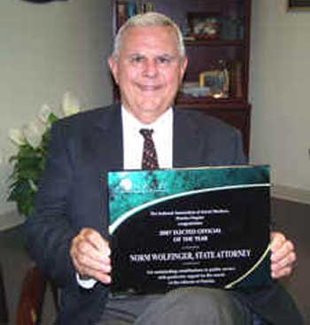 State Attorney Norman Wolfinger was selected as the 2007 National Association of Social Workers, Florida Elected Official of the Year. (Image for Space Coast Daily)