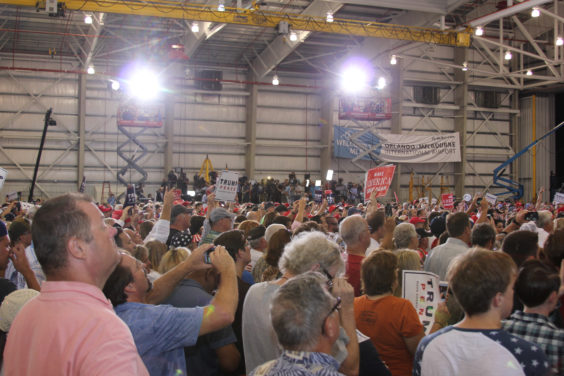 Donald Trump held a rally in Melbourne Tuesday night at Orlando Melbourne International Airport. (Steve Wilson/Space Coast Daily Image)