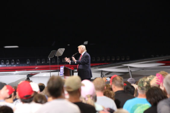 Donald Trump held a rally in Melbourne Tuesday night at Orlando Melbourne International Airport. (Steve Wilson/Space Coast Daily Image)