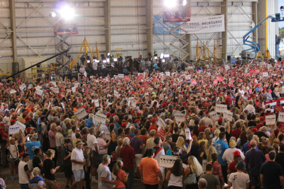 Donald Trump held a rally in Melbourne Tuesday night at Orlando Melbourne International Airport. (Steve Wilson/Space Coast Daily Image)