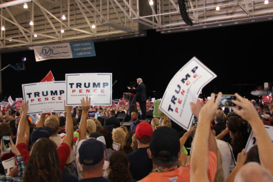 Donald Trump held a rally in Melbourne Tuesday night at Orlando Melbourne International Airport. (Steve Wilson/Space Coast Daily Image)