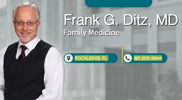 Frank G. Ditz, MD, is a board certified physician located in Rockledge where he specializes in primary care and family medicine. He has been practicing in Rockledge for the past 15 years.