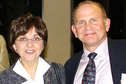 Dr. Deborah German, vice president for medical affairs and dean of the UCF College of Medicine (shown here with Space Coast Daily Editor-in-Chief Dr. Jim Palermo) said a university-based teaching hospital is the next step in delivering on the promise made by UCF to the community when the school opened in 2006.