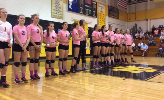 Merritt Island and Satellite volleyball squads raise awareness on cancer with a night dedicated to those affected by cancer and to promote awareness and raise funds. 