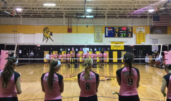 Merritt Island and Satellite volleyball squads raise awareness on cancer with a night dedicated to those affected by cancer and to promote awareness and raise funds. 