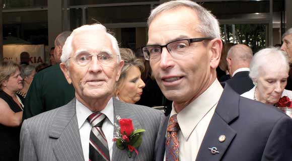 LEFT TO RIGHT: Cape Canaveral Legend and Space Coast Public Service Lifetime Achievement Honoree Rocky Randels, left, with Retired U.S. Coast Guard Admiral and Port Canaveral Commission Vice Chairman Wayne Justice during the first annual Space Coast Public Service Awards & Hall of Fame Induction Gala at the King Center on September 24. The Space Coast Daily Awards Committee reviewed an incredible list of nominations and recognized more than 100 extraordinary Space Coast Public Servants during this very special event. (Steve Wilson image)