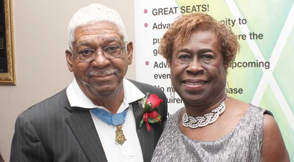 Medal of Honor recipient Melvin Morris with his wife Mary during the first annual Space Coast Public Service Awards & Hall of Fame Induction Gala at the King Center on September 24. The Space Coast Daily Awards Committee reviewed an incredible list of nominations and recognized more than 100 extraordinary Space Coast Public Servants during this very special event. (Steve Wilson image)