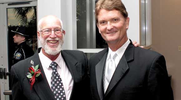 Space Coast Public Service Hall of Fame Inductee Gary Shiffrin, left, with Space Coast Daily's Giles Malone during the first annual Space Coast Public Service Awards & Hall of Fame Induction Gala at the King Center on September 24. The Space Coast Daily Awards Committee reviewed an incredible list of nominations and recognized more than 100 extraordinary Space Coast Public Servants during this very special event. (Steve Wilson image)