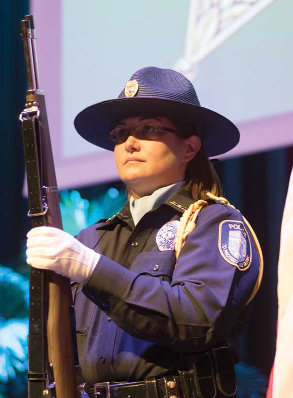 The Brevard County Color Guard opened the festivities at the first annual Space Coast Public Service Awards & Hall of Fame Induction Gala. More than 800 people packed the King Center on the campus of Eastern Florida State for the first annual Induction Gala on September 24. The Space Coast Daily Awards Committee reviewed an incredible list of nominations and recognized more than 100 extraordinary Space Coast Public Servants during this very special event. (Steve Wilson image)