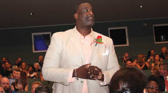 "Heavy Lifting" award winner Raschad Wilson during the first annual Space Coast Public Service Awards & Hall of Fame Induction Gala at the King Center on September 24. The Space Coast Daily Awards Committee reviewed an incredible list of nominations and recognized more than 100 extraordinary Space Coast Public Servants during this very special event. (Steve Wilson image)