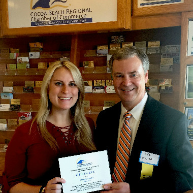 Jennifer Sugarman, CEO of the Cocoa Beach Regional Chamber of Commerce, welcomes trustee partner Joe Cruise, GT USA commercial manager.