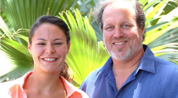 Florida Institute of Technology doctoral student Lorian Schweikert, left, and her adviser, Michael Grace, professor of neuroscience and senior associate dean of science, worked with Jeffry Fasick, an assistant professor of biology at the University of Tampa, to characterize this newly discovered mutation in Northern right whales and Bowhead whales. (Florida tech image)