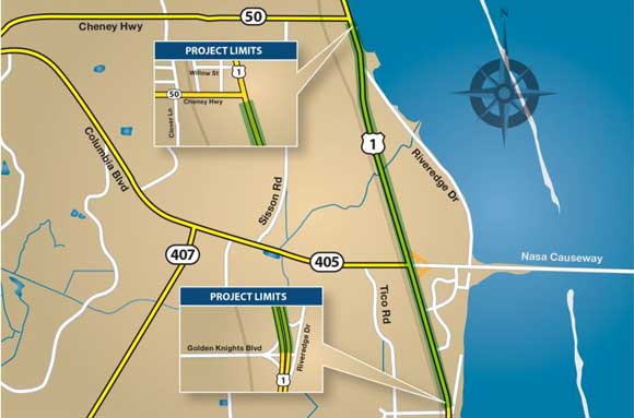 The Florida Department of Transportation (FDOT) will begin a resurfacing project on U.S. 1 (South Washington Boulevard) from north of Golden Knights Boulevard to south of State Road 50 (Cheney Highway).