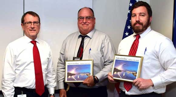 Phil Archer with Pride in Excellence recipients (C) Investigator Rory Nelson and (R) Assistant State Attorney Andrew Joy. 