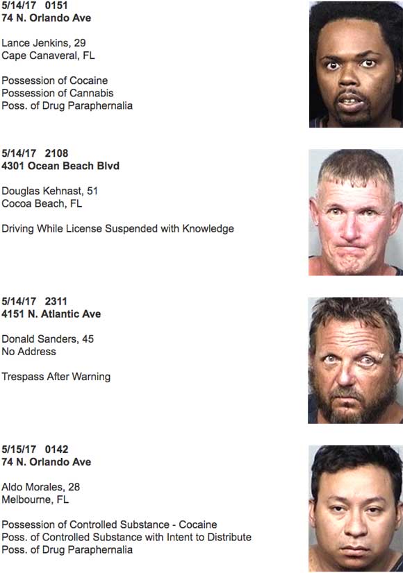 CRIME BREAK Recent Arrests In Cocoa Beach, Suspects Presumed Innocent