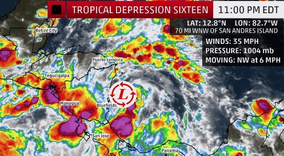 Tropical Depression 16 Forecasted to Become Category 1 Hurricane Within ...